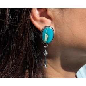 Native American Earrings Navajo Sterling Silver Turquoise Jewelry ***‎